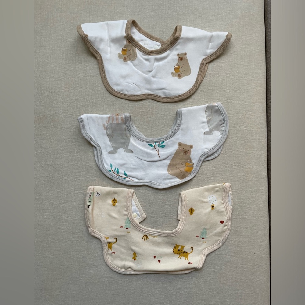Purcotton Baby Cotton Bibs 3 Pack